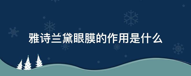 雅诗兰黛眼膜的作用是什么 雅诗兰