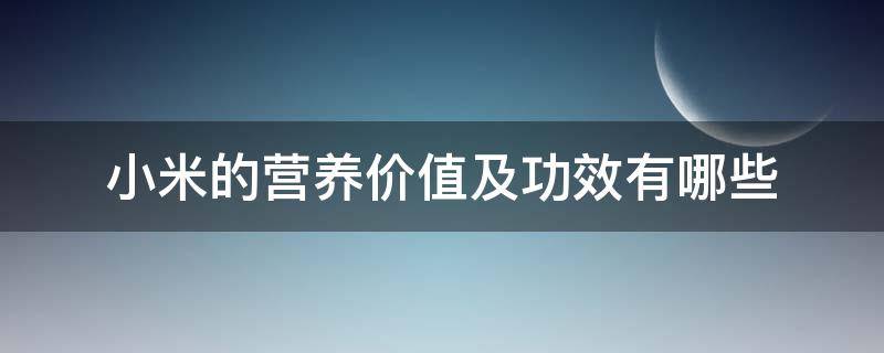 小米的营养价值及功效有哪些（小米的