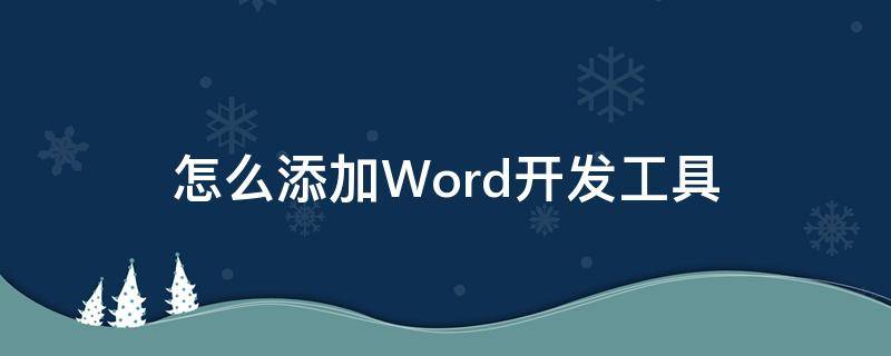 怎么添加Word开发工具（word2007怎么