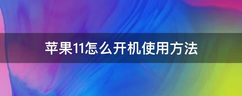 苹果11怎么开机使用方法（苹果11怎么