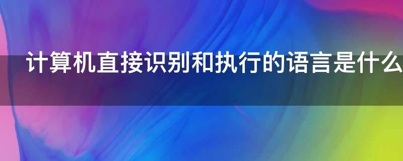 计算机直接识别和执行的语言是什么