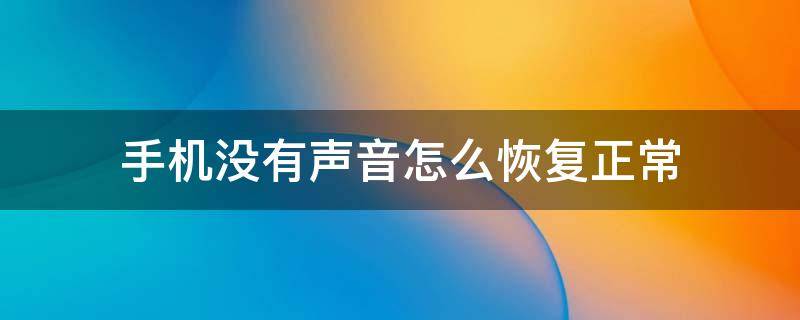 手机没有声音怎么恢复正常 苹果手