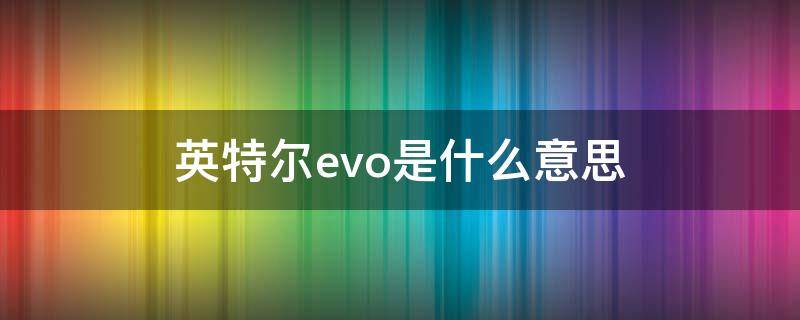 英特尔evo是什么意思（英特尔的evo）