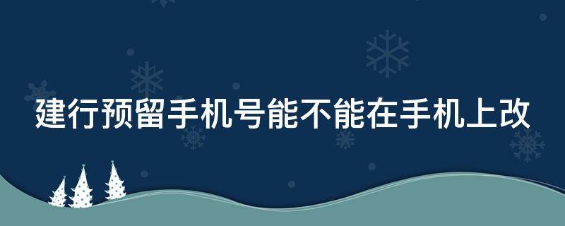 建行预留手机号能不能在手机上改 